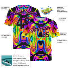 Custom 3D Pattern Design Abstract Iridescent Psychedelic Swirl Fluid Art Performance T-Shirt