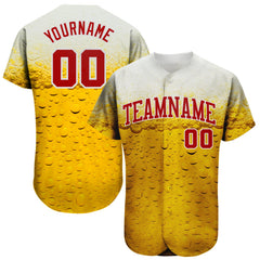 Custom 3D Pattern Design Bubble Of Beer In Glass Authentic Baseball Jersey
