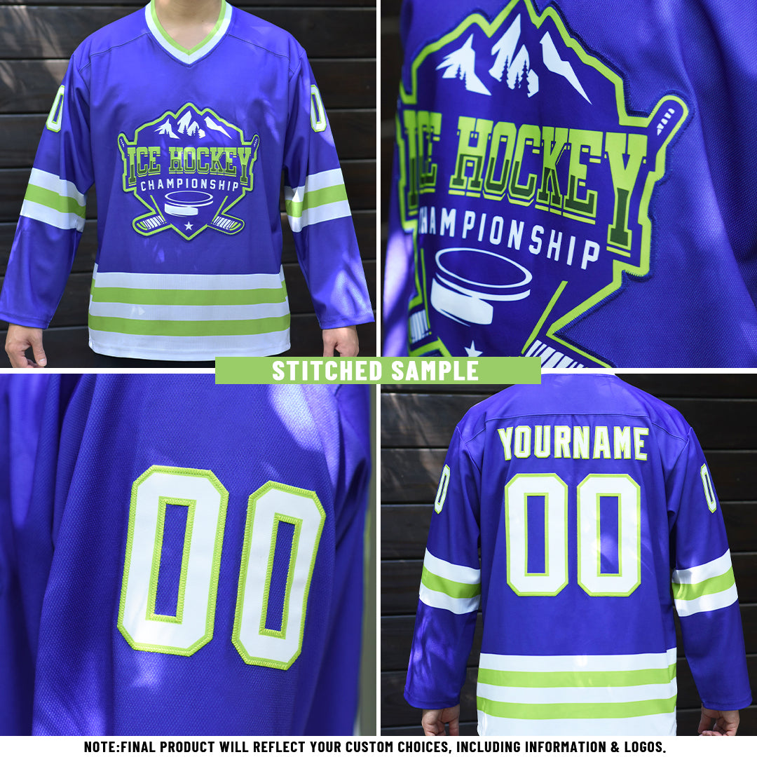 Custom Aqua Blue Olive-White 3D Pattern Gradient Hawaii Tropical Palm Trees Hockey Lace Neck Jersey