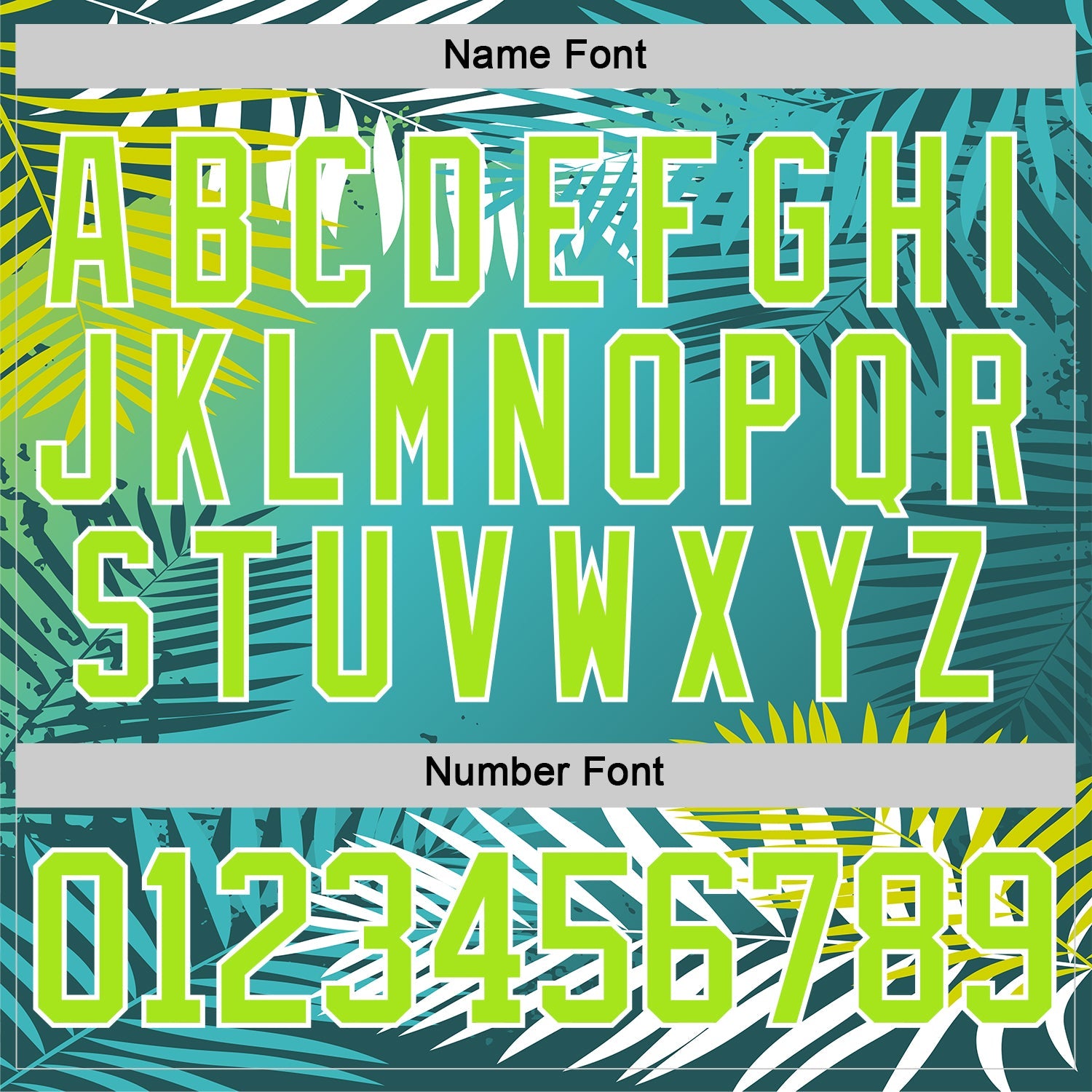 Custom Aqua Neon Green-White 3D Pattern Hawaii Tropical Palm Trees Hockey Lace Neck Jersey