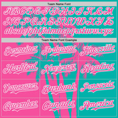 Custom Aqua Pink-White 3D Pattern Design Hawaii Palm Trees Tropical Coconut Authentic Baseball Jersey