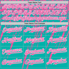 Custom Aqua Pink-White Distressed Scratch Brush Stroke Authentic Baseball Jersey