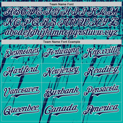 Custom Aqua Navy-White Distressed Scratch Brush Stroke Authentic Baseball Jersey