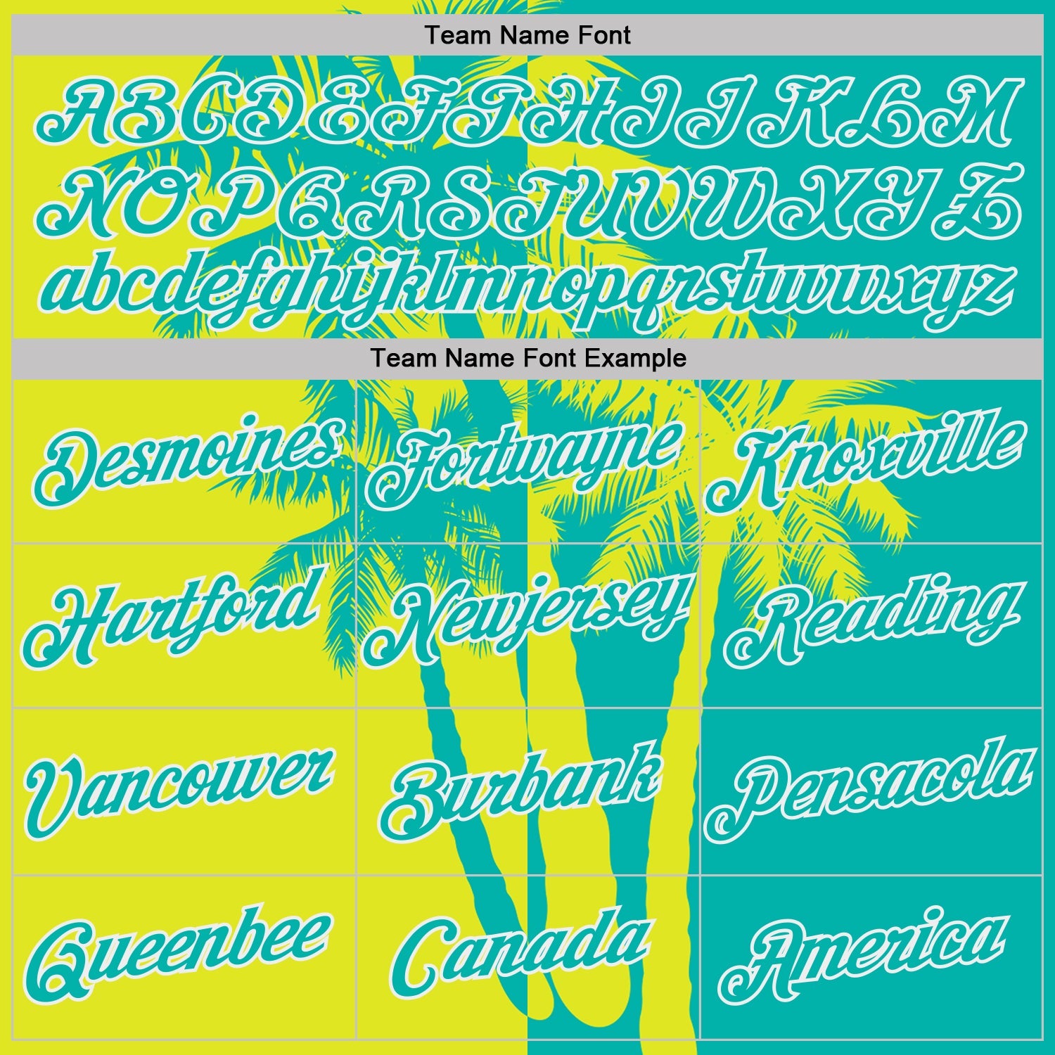 Custom Aqua Neon Yellow-White Hawaii Tropical Coastal Palm Trees Performance T-Shirt