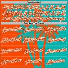 Custom Aqua Orange-White Hawaii Tropical Coastal Palm Trees Performance T-Shirt
