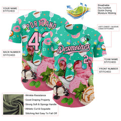Custom Aqua Light Pink-Black Ice Cream Cake Donut Foodie Dessert Authentic Baseball Jersey