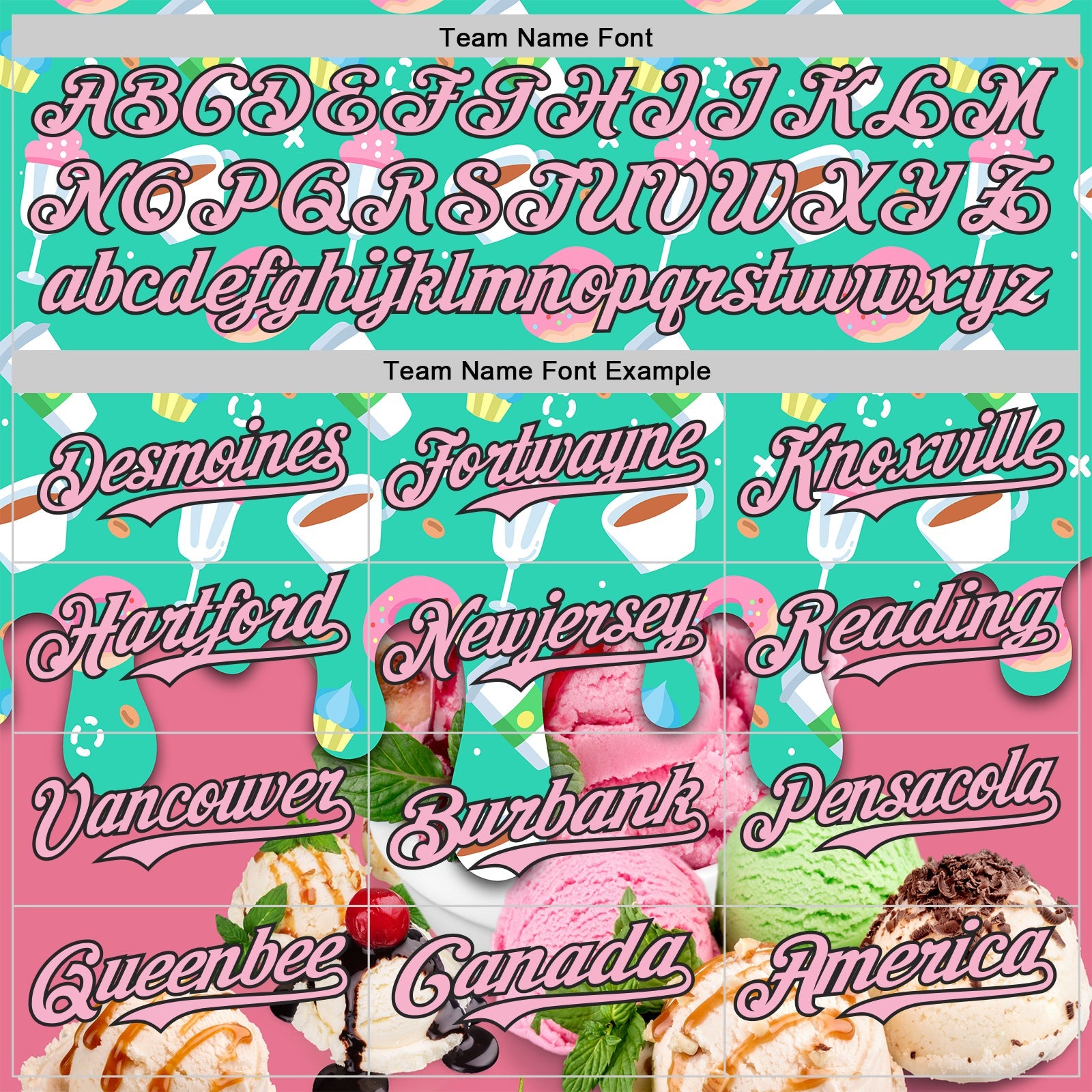 Custom Aqua Light Pink-Black Ice Cream Cake Donut Foodie Dessert Authentic Baseball Jersey