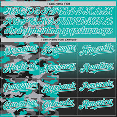 Custom Aqua Black-White Half Camo Ombre Authentic Baseball Jersey