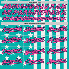 Custom Aqua Pink White-Navy USA Flag Patriotic Split Stars and Stripes Authentic Baseball Jersey