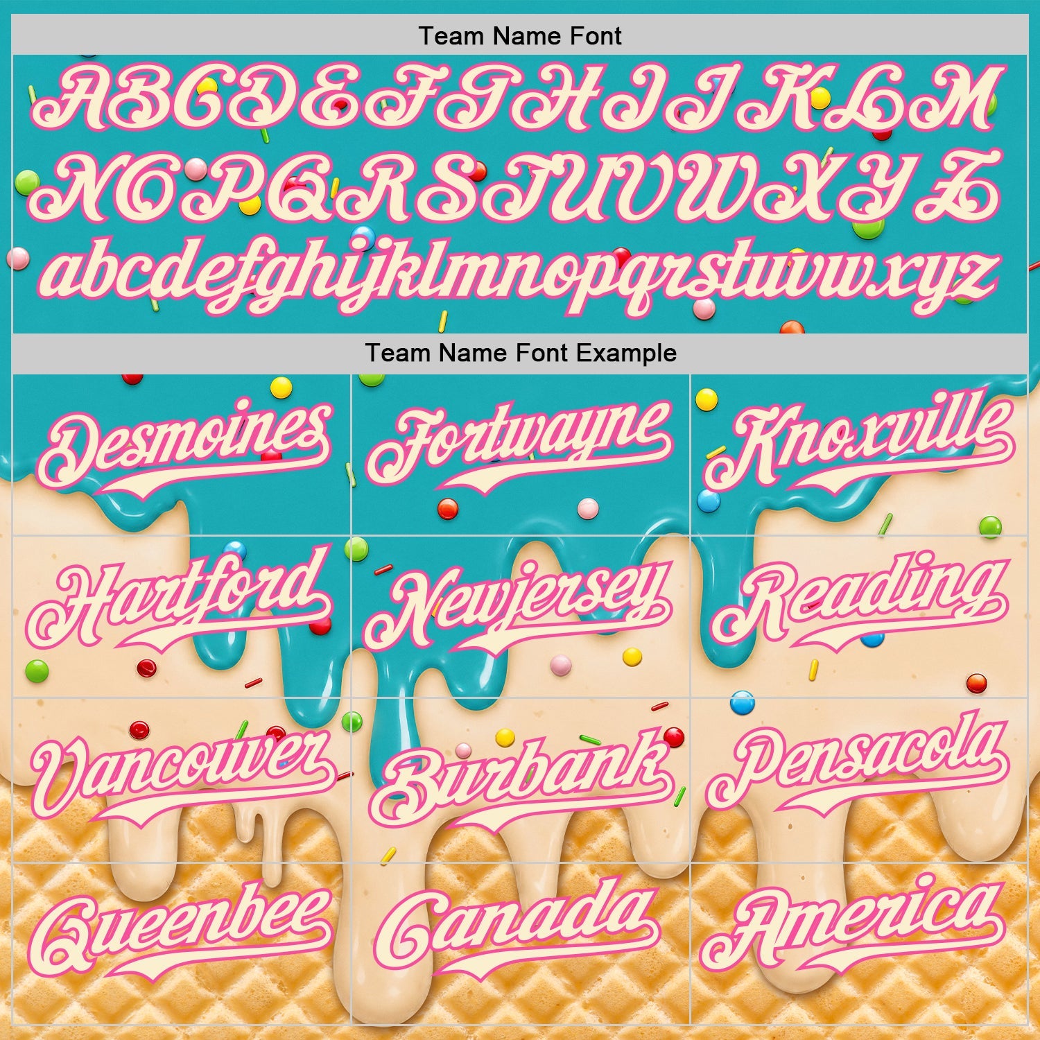 Custom Aqua Cream-Pink Ice Cream Waffle Foodie Dessert Authentic Baseball Jersey