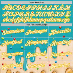Custom Aqua Cream-Gold Ice Cream Waffle Foodie Dessert Performance T-Shirt