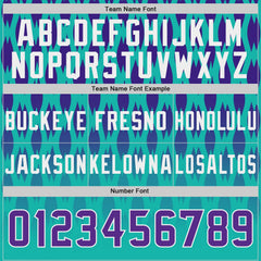 Custom Aqua Purple-White Authentic Geometric Pixel Grid Fade Football Jersey