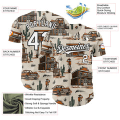 Custom  City Cream White-Black West Cowboy Americana Road Trip Authentic Baseball Jersey