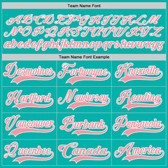 Custom Aqua Medium Pink-White Hockey Lace Neck Jersey
