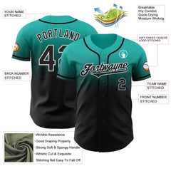 Custom Aqua Black-White Authentic Fade Fashion Baseball Jersey