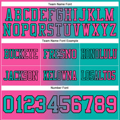Custom Aqua Pink-Black Authentic Gradient Fashion Football Jersey
