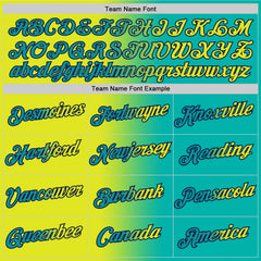 Custom Aqua Neon Yellow-Navy Gradient Fashion Performance T-Shirt