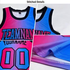 Custom Aqua Neon Pink-Black Authentic Gradient Fashion Basketball Jersey