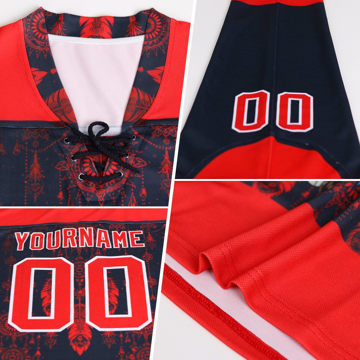 Custom Aqua Pink-Black Gradient Fashion Hockey Lace Neck Jersey