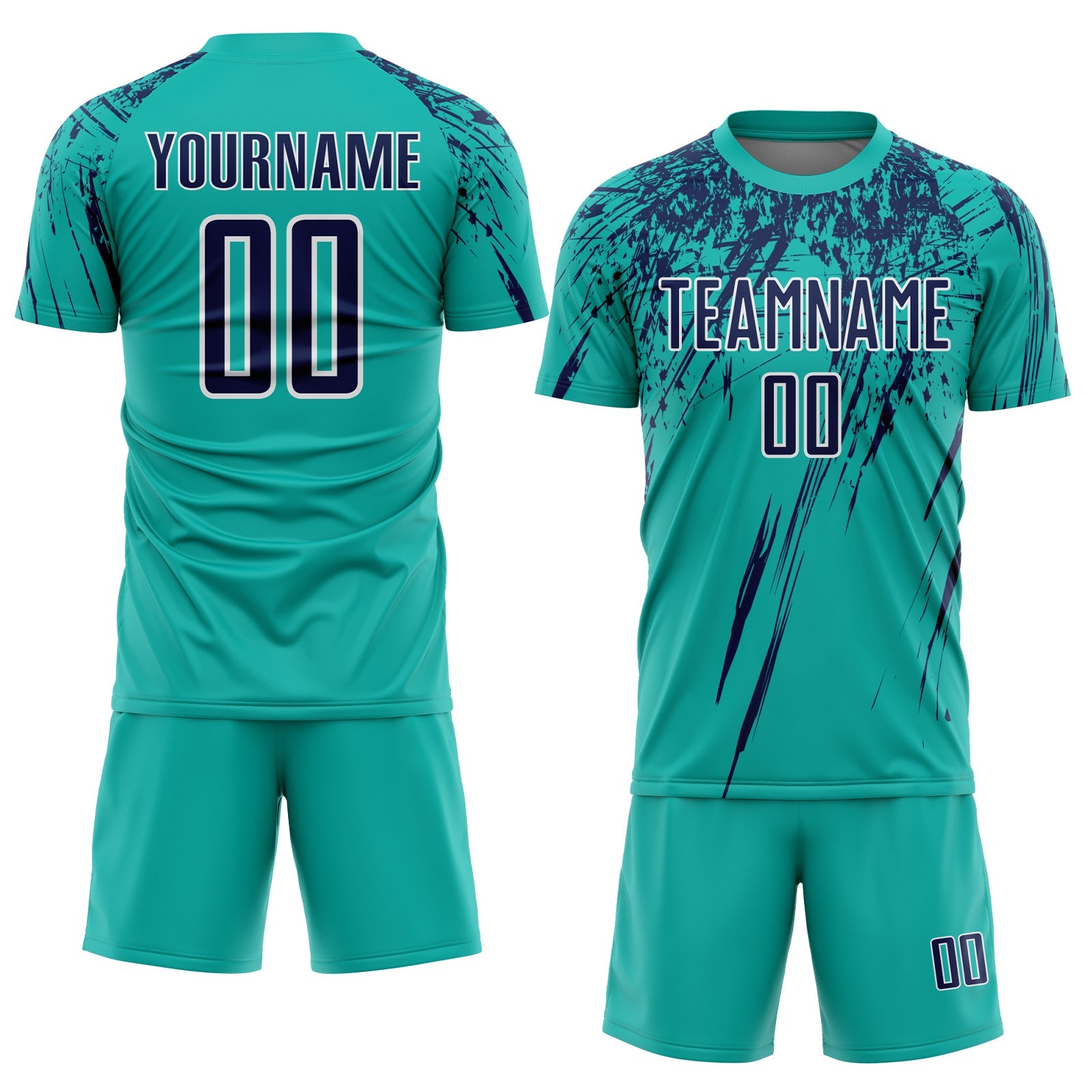 Custom Aqua Navy-White Splash Sports Sublimation Soccer Uniform Jersey