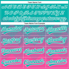 Custom Aqua Pink-White 3D Gradient Square Shape Two-Button Unisex Softball Jersey