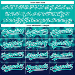 Custom Aqua Navy-White 3D Gradient Square Shape Two-Button Unisex Softball Jersey