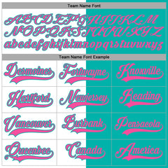 Custom Aqua Pink-White Split Fashion Hockey Lace Neck Jersey